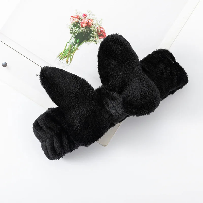 Coral Fleece Butterfly Makeup Headband Bow-Knot Spa HairBand Cute Elastic Cosmetic Hair Band for Washing Face
