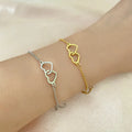 Wholesale Non Tarnish Silver 18K Gold PVD Plated Stainless Steel Double Heart Bracelet Jewelry for Women
