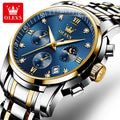 Hot Sale OLEVS 2858 Watches Men Wrist Fashion Quartz Luminous Watches Stainless Steel Waterproof Men's Chronograph Watch Relogio