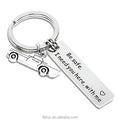 New Fashion Portable Digital Printing Keyring Custom Logo Silver Metal Dad Boyfriend Gift Drive Safe Be Safe Keychain Stainless