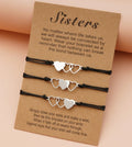 Wholesale Simple Three Hearts Make a Wish Card Wax Rope Bracelet Personalised Custom 3Pcs Lucky Friends Bracelet