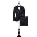 2024 New Men's Slim Dark Pattern Wedding Suit Set Four-Piece Performance Business Suits Breathable Style