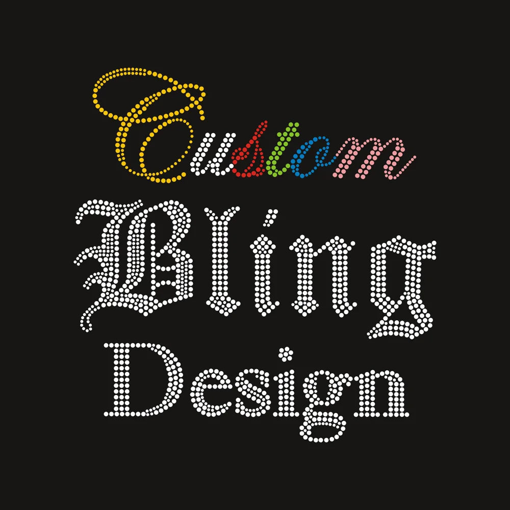 Custom Rhinestone Logo Sew-On Heat Transfer Motif Customizable High Grade Crystal Rhinestones for Garment