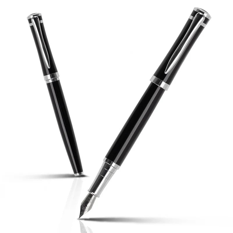 BECOL High End Personalized Black Business Pen Luxury Calligraphy Writing Pen Custom Logo Metal Fountain Pen for School Office