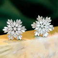 CAOSHI Delicate Female Big White Stone Stud Earrings Winter Cluster Snowflake Style Zircon Stone Flower Ladies Bridal Earrings
