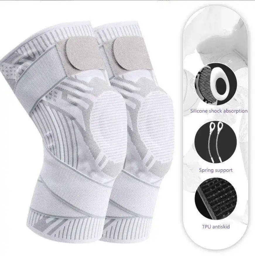2023 Silica Gel Fish-scale Supporting Strip Sports Knee Support for Collision-proof Basketball Knitted Knee Pads