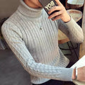 Turtleneck Sweater Mens Wool Knit Pullover Male Oversized  Men Sweater Korean Style Solid Color Twist Sweater
