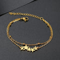 Double Layer Chain-link Bracelet 18k Gold Plated Stainless Steel Delicate Fashion Cute Star Charms Bracelet for Women Jewelry