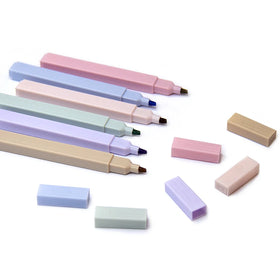 2022 New 6 Different Light Color Gift PP Box Pack Fine Tips Fluorescent Art Markers Stationary Accessories Pen