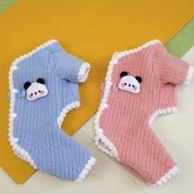 Dog Clothes Pet Clothing Small Dog Cat Autumn Winter Warm Stretch Back Open Four Leg Fleece Outfit