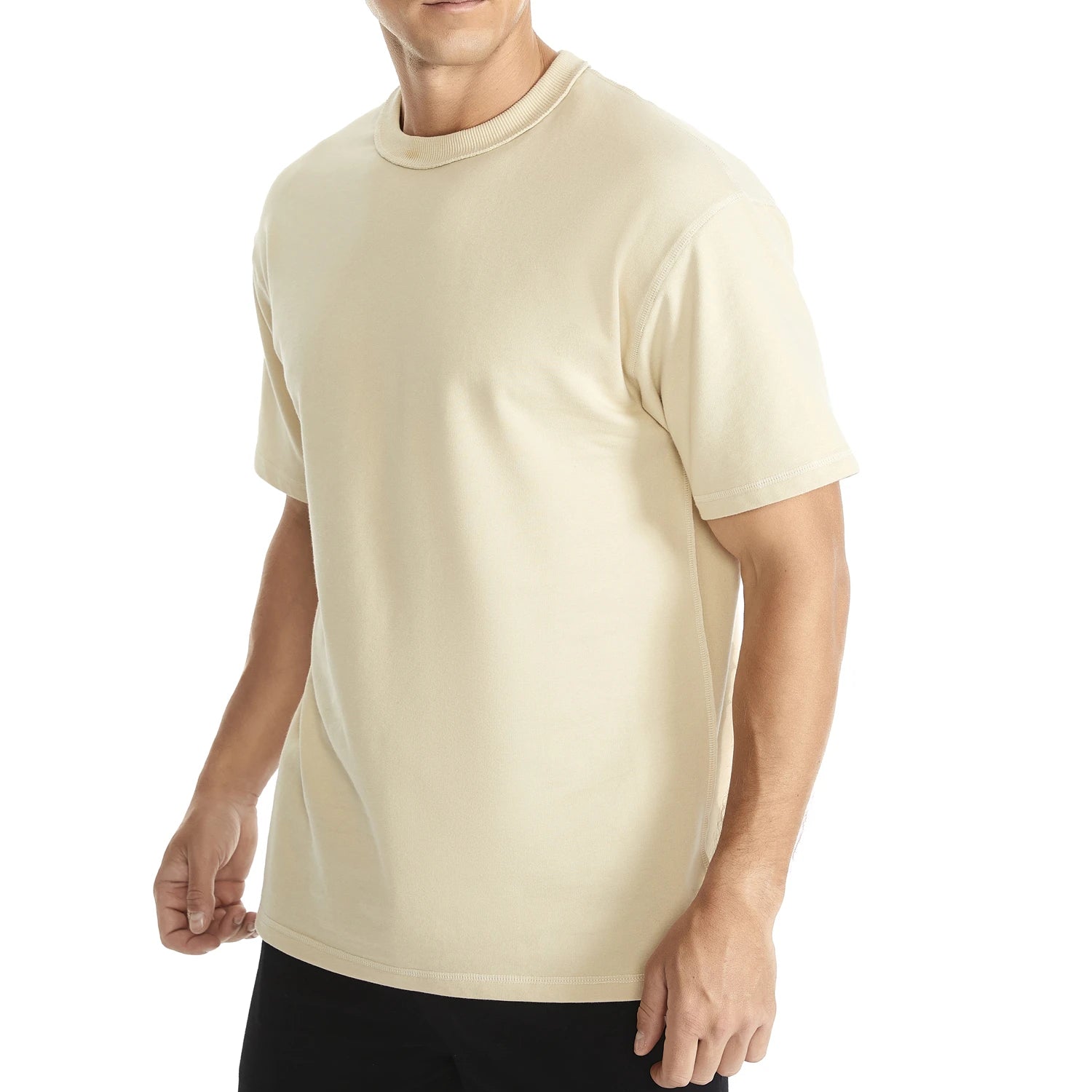 190GSM Workout Fitness Soft 100% Cotton Men's Running T Shirts Slim Fit Performance Black Curved Hem TShirts