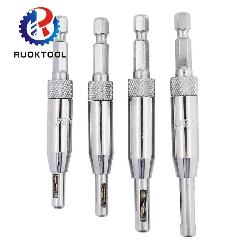 4PC HSS Woodworking Hex Shank Self Centering Hinge Drill Bits for Door Cabinet