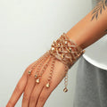 HOVANCI3 2021 New Arrival Vintage Fashion Elegant Style Engraved Gold Plated Tassel Bangle Bracelet Jewelry