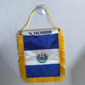 Custom Satin El Salvador Mini Banner 6'' X 4'' Salavadorian Pennant 15 X 10 cm Mini Banners with Suction Cup Hanger