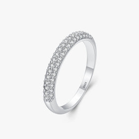 Ailmay New Fashion Solid 925 Sterling Silver Stackable Clear CZ Finger Ring for Women Luxury Wedding Accessories Jewelry Gift