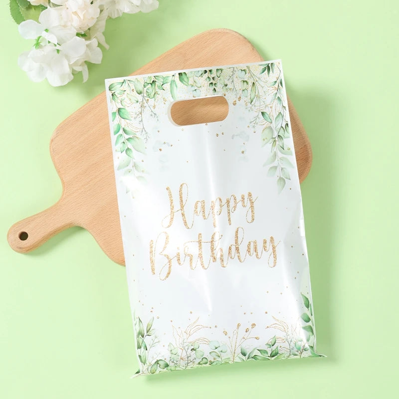 Sage Themed Happy Birthday Gift Wrap Candy Bag Plastic Packaging for Birthday Party Shipping Bags Party Decoration New Arrival