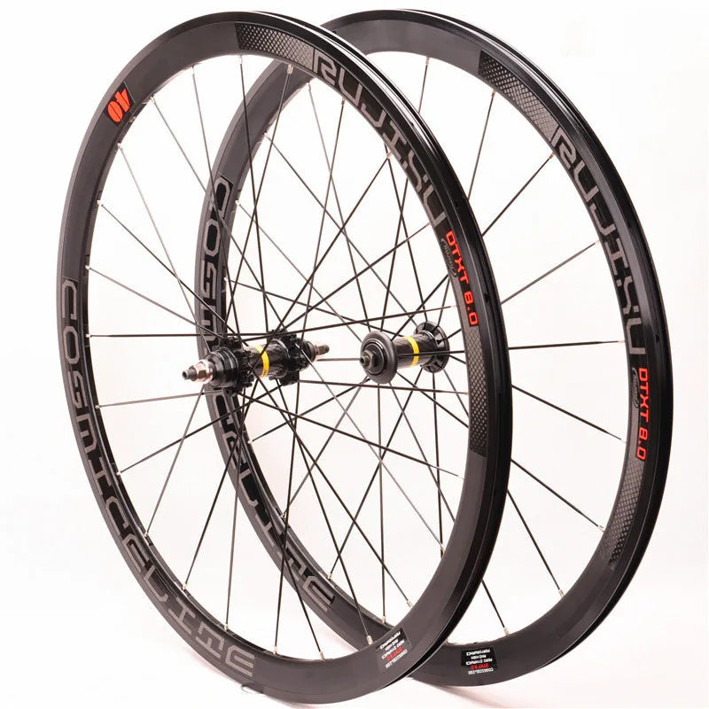 700C Single-speed Bicycle Wheelset - 40mm Aluminum Wheel Hub - Rim Brake System - Carbon Fiber Tubing - Fixed Gear Set
