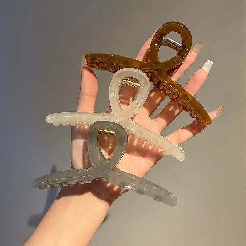 13 cm Large Shark Clip Acrylic Hair Accessories Jelly Color Cross Hair Claw Korean Temperament Decorative Back Head Headdress