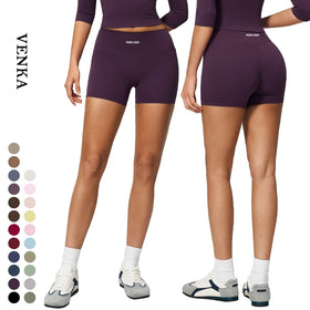 Girl High Elastic Solid Color Butt Lifting Gym Pants Elastic No T Line Fitness Yoga Workout Biker Shorts Leggings for Women