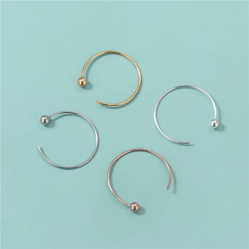 Wholesale 925 Sterling Silver Accessory C Shaped Hoop Earring Hook With Bead for Earrings Jewelry Making