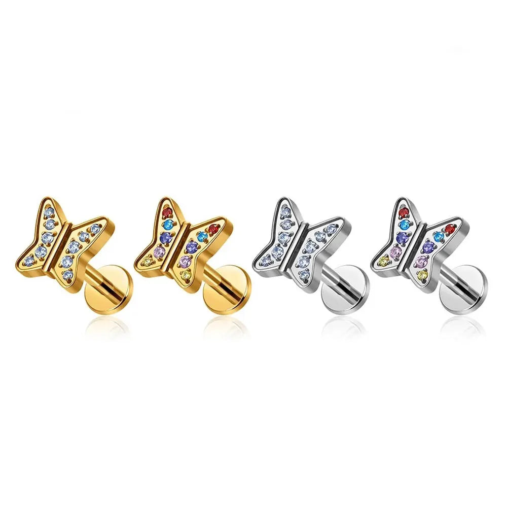 G23 F136 Titanium Clear CZ Cartilage Tragus Daith Stud Earrings Helix Tragus Conch Ear Lobe Piercing Jewelry