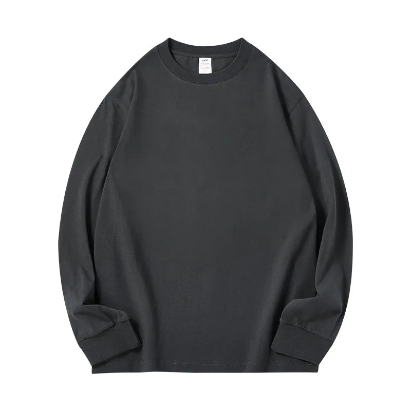 230GSM Wholesale Custom Logo Printing Plain Solid Plus Size Men Women Unisex Long Sleeve Cotton T-Shirts Tshirt