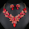 Vintage Leaf Flower Jewelry Set Rhinestone Crystal Necklace Earrings Jewelry Set Wedding Jewelry Sets for Women