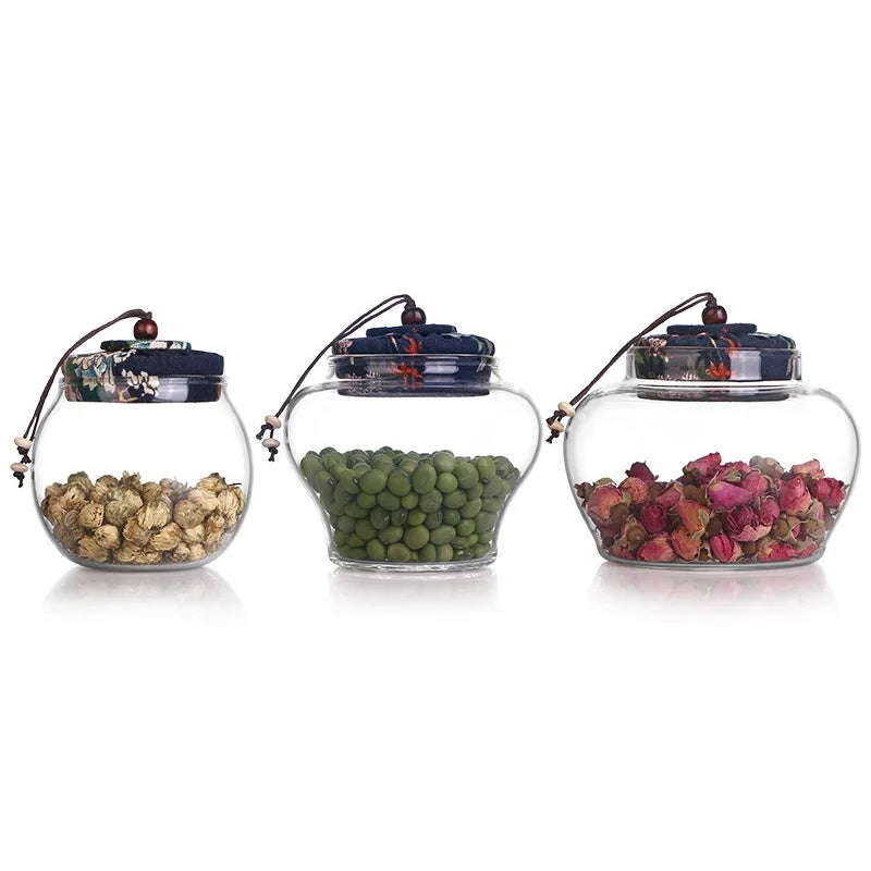 Creative Glass Tea tank Transparent Food Grade sealed Storage tank Chinese Size Storage Tea