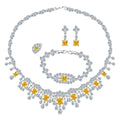 Dubai Cube Oxide Inlaid Shiny Rhinestone Ladies Dinner Necklace Earrings Set
