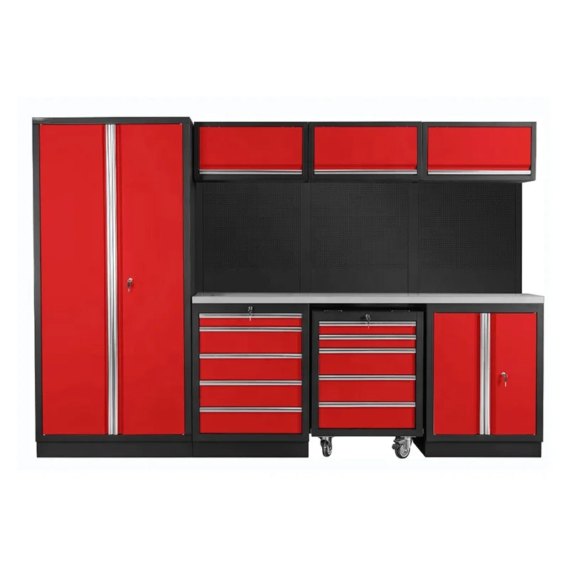 2025 JZD Garage Storage Workbench with Tools Organizer Workstation Garage Toolbox Truck Tool Cabinet