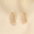 Fashion Mini Teardrop Earrings Copper Metal Fully Covered with Pearl 18k Gold-plated Teardrop Earrings