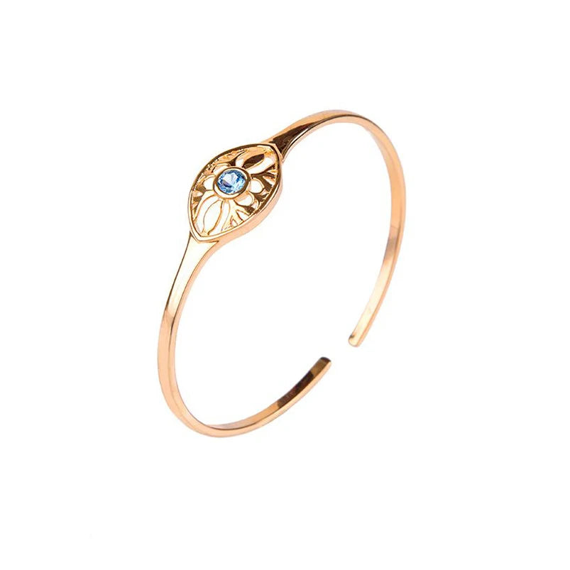 Gemnel New Arrivals Sterling Silver 18k Gold Aquamarine Gemstone Bracelet Women