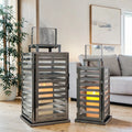 EU US Stock Modern Black Titanium Striped Lantern Sleek Contemporary Portable Lantern for Home Decor Patio Wedding Event