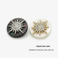 18mm Black Metal Resin Double Button Coat Style Western Decorative Round Diamond All-Match Logo Button for Clothes Decor