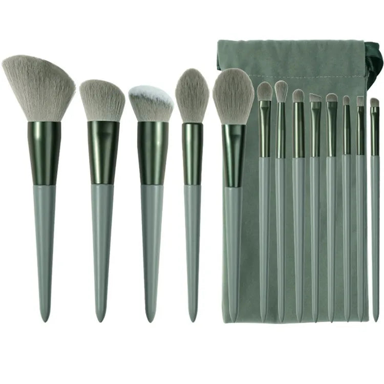 13pcs Point Handle Face Contour Synthetic Makeup Brush Sets Custom Logo Makeup Brush Set With Pouch