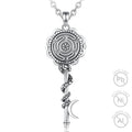 Changda Wholesale Triple Moon Goddess Sterling Silver Wiccan Amulet Jewelry Wheel of Hecate Key Charm Pendant Necklace for Women