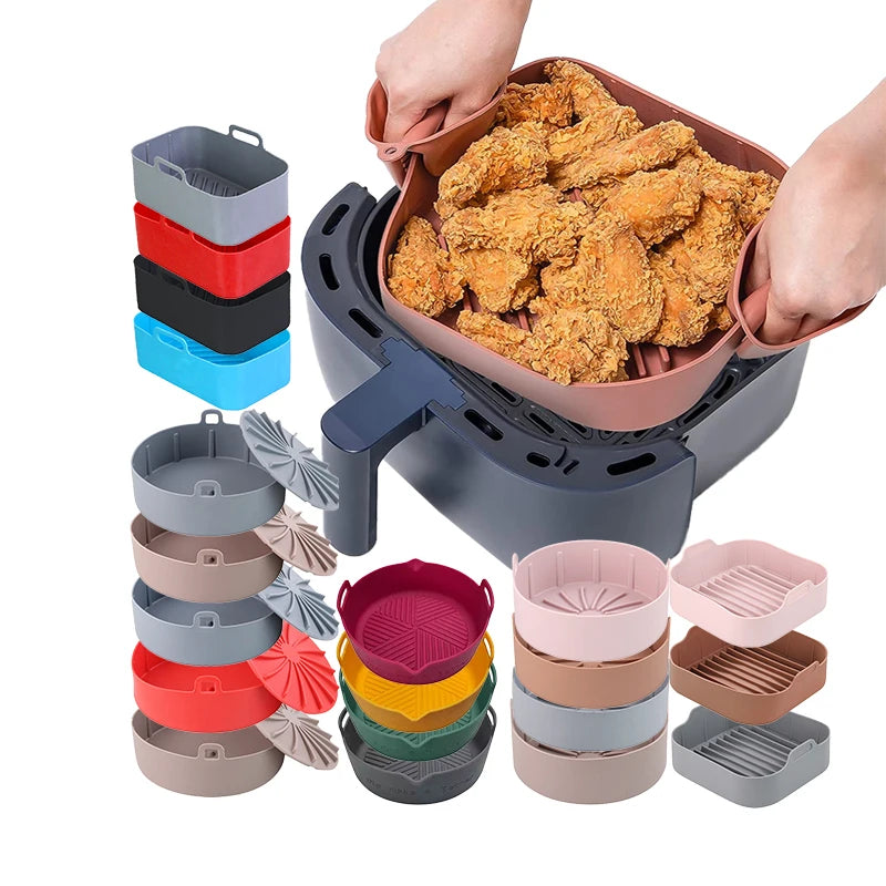Silicone Factory Outlet All Types Customize All Sizes Baking Fryer Mat Pan Liner Air Fryer Silicone Pot