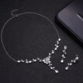 Cross Border Jewelry Rose Zircon Necklace Earring Set Women's Bridal Jewelry Two-Piece Set for Wedding Engagement Party Trendy
