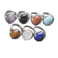 Fashion Style Silver Plated Various Natural Stone Oval Cabochon Adjustable Gemstone Rings for Men Women Reiki Yoga Jewelry Gift