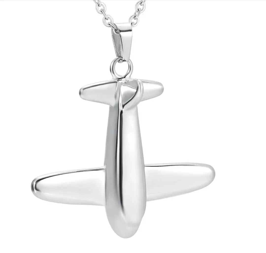 Airplane Memorial Children's Jewelry Pilot Cremation Urn Pendant Necklace Ashes Stainless Steel Funeral Souvenir Gift