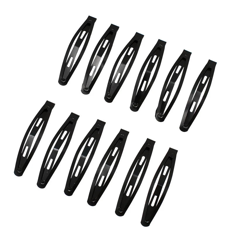 Hot Sale Women Simple Oval Black Hair Snap Clip Metal Hair Barrettes for Decoration