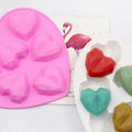 1011 Factory Stock 6 Hole Diamond Heart Shape with 6 Small love  Silicone Cake Mold  Soap Mould Candle Mold Reused