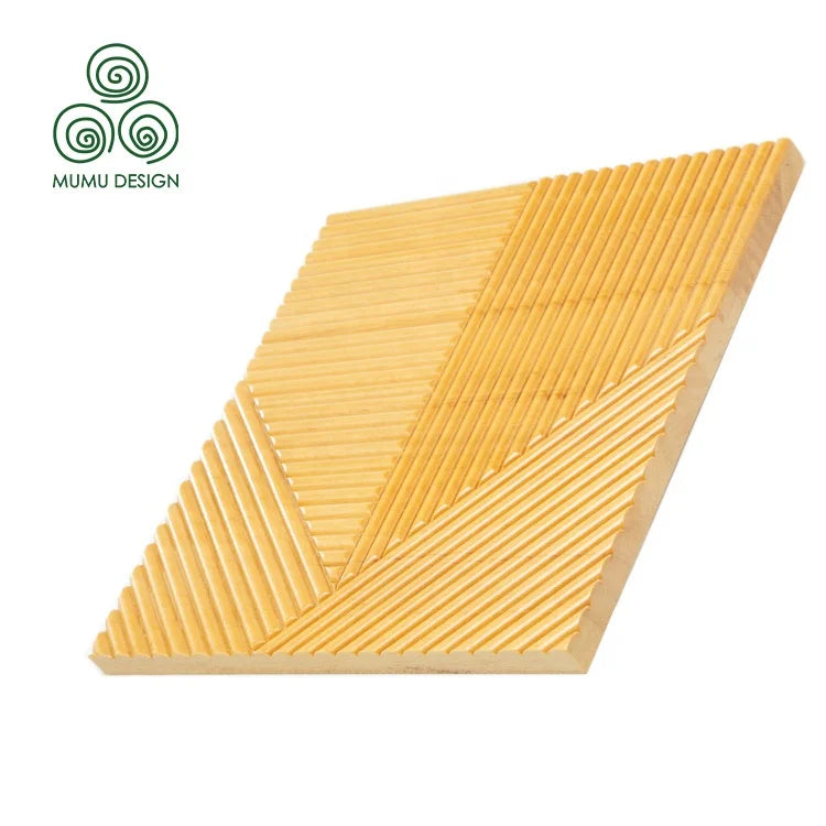 MUMU 3D Indoor Luxury Modern Wall Decoration Fluted Glossy Design Wooden Trim Wall Decorative Panels