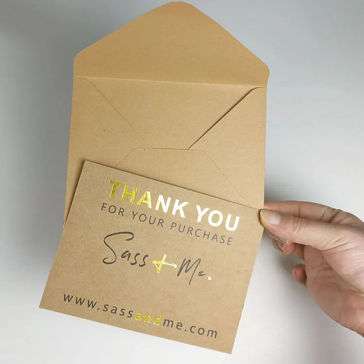 Custom Colorful Gold Foil Paper Thank You Cards With logo Thank You Business Card Printing