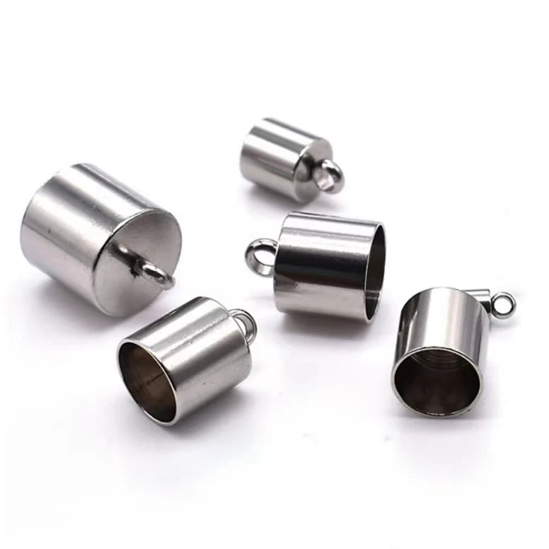 Jewelry Craft Making Silver End Barrel Beads for 2mm (0.08 Inch) Cord Beading Wire Thread for  Bags
