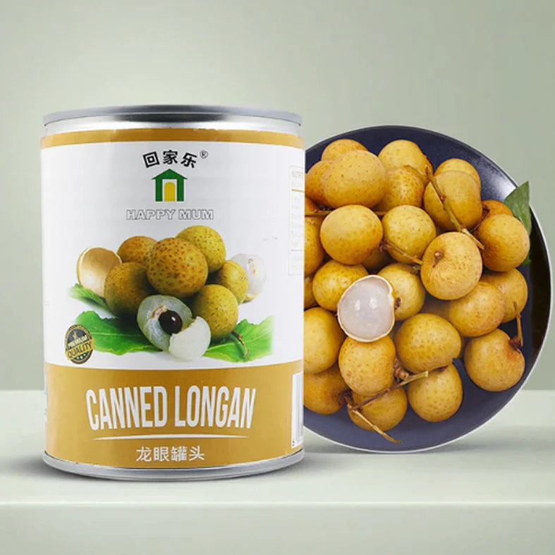 Happy Mum Cheap Price Fresh Easy Open Sweet Food Tin Light Syrup Canned Longan Fruit Can