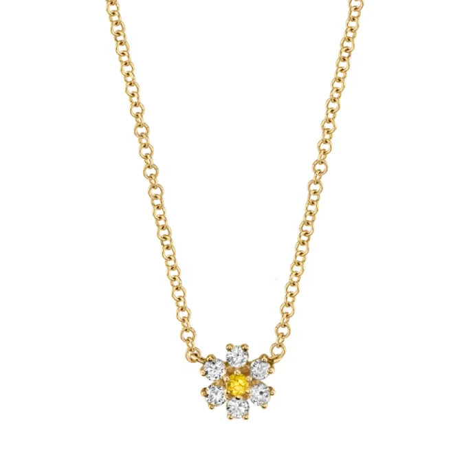 LOZRUNVE Gold Vermeil 925 Sterling Silver 18k Gold Rainbow Mini Flower Pendant Necklace for Women Girl