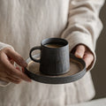 Rust Glaze American Style Pottery Ceramic Coffee Mug Tumbler Tea Milk Beer Mug with Wood Handle Water Cup Food Grade Wedding