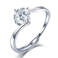 Sun Star Fine Jewelry Diamond Rings Classic Weeding Engagement Round CZ 4 Prong Setting Adjustable Moissanite Solitaire Ring