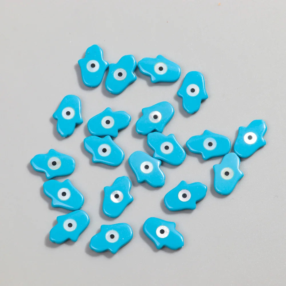 Wholesale Natural Synthetic Pearl Turquoise Evil Eyes Shell Hamsa Hand Blue Fatima's Hand Beads Jewelry Making Diy Accessories
